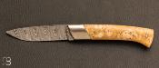 Rhôdanien knife boxwood burl damascus blade
