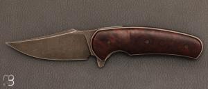  Flipper custom folding knife by David Lespect - Ironwood and RWL-34 blade
