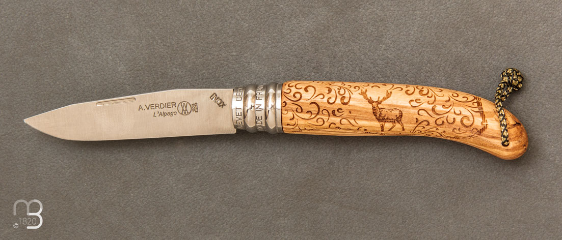 Alpage Stag Olive wood pocket knife