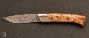 Rhôdanien knife poplar burl damascus blade