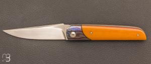 "Light" liner-lock folding knife by Thierry Chevron - Micarta and RWL34 blade