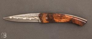   Rosewood and damascus knife from Poule Strande by Alain and Joris Chomilier