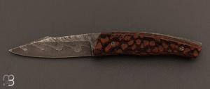    “Custom” leopard wood and damascus knife from Poule Strand by Alain and Joris Chomilier