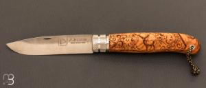 José Da Cruz "Décalé collection" pocket knife olive wood - " LADY DEER" model