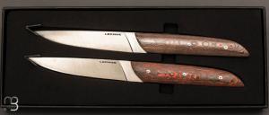 Box of 2 steak knives "Le Table Carbon & Co" by LEPAGE - Fatcarbon® Mars Valley / Unicopper and 12C27
