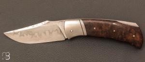 "Lock-Back" custom pocket knife by Grégory Picard - Burl walnut and C105