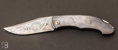 Titanium and damask "Lock-Back" knife by Grégory Picard