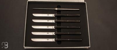 Set of 6 knives with ebony handle by Andrée Putman