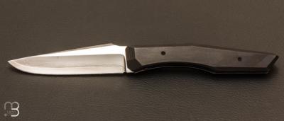 "Horus" custom knife by Eric Depeyre - Carbon fiber and VG10 Suminagashi Damascus