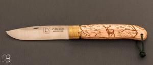 José Da Cruz "Décalé collection" pocket knife beech wood - "CERF" model