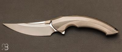 "Lamella" Dark Gray Titanium handle folding knife by Rike Knife - First Run 100