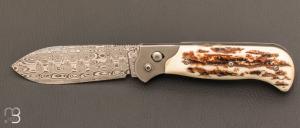    “ Safari” knife by Éric Parmentier - Mammoth ivory and Damasteel® blade     