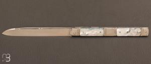  Couteau " Interprétation du Diderot " pliant fait main par Bastien Toubhans - Atelier Beau Merle - Nacre gravée