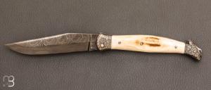 “Custom” Damascus blade knife by Jean Pierre Veysseyre
