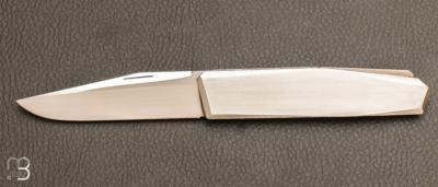 Stainless steel folding knife and RWL34 blade by Eric Depeyre