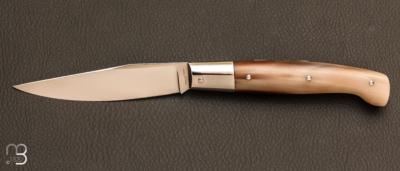 Custom "Sarde" pocket knife in blond horn by Erwan Pincemin