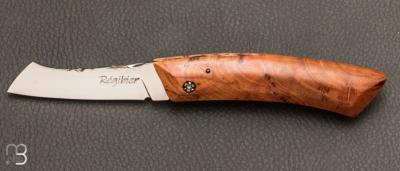 Couteau "   Higorhino    "  de poche en racine de cerisier par Yann Rgibier