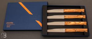 Box of 4 Facette Opinel table knives in olive wood