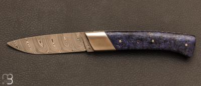 Rhôdanien knife Burl stained and stabilized ash damascus blade