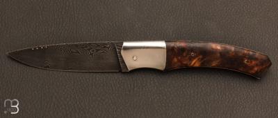 Knife 1820 Berthier by Eric Depeyre - Damascus and stabilized poplar burl