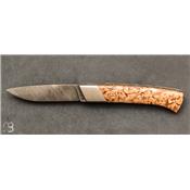 Rhôdanien knife stabilized birch wood with damascus blade