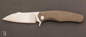 " Flipper custom " folding knife by David Lespect - Titanium and RWL-34