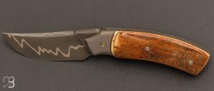 Mammoth ivory “custom” liner lock knife and sandwich blade from SMZ Flames de forge