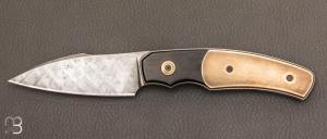 " Front-Flipper " custom folding knife by David Lespect - Brass / Ebony and damask