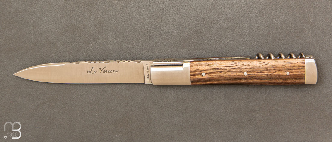 Vercors knife walnut wood handle with bolster and corkscrew