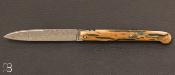 "Laguiole straight" knife 11 cm mammoth ivory and damascus blade by David Ponson