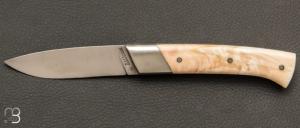 Warthog ivory " Rhôdanien " folding knife by Laurent Gaillard