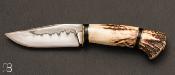 Fixed knife stag antler and C105 steel by Grégory Picard
