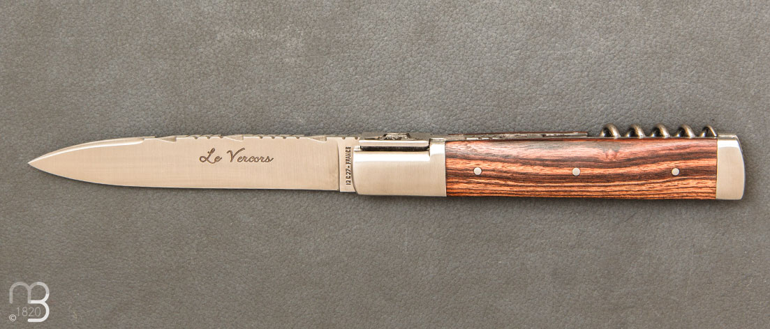 Vercors knife violet wood handle with bolster and corkscrew