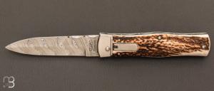 MIKOV Predator 241DP1KP automatic knife - Stag antler and damascus
