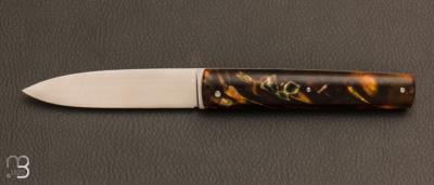 Poplar burl and RWL-34 "Gone" folding knife by Eric Depeyre