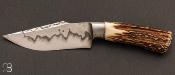 Stag antler and C130 semi integral fixed-blade knife by Grégory Picard
