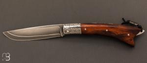 Custom “Armen” knife by Erwan Pincemin - Ironwood and damascus bolsters by Philippe Ricard
