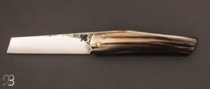 "Le 2012" custom pocket knife by Mathieu Callejon - XC75 blade and zebu horn