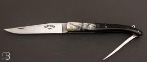 Aveyronnais Berthier knife 13cm 2 pieces round horn and XC75 blade