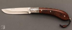    Custom “HERMINE” knife in ironwood and damascus by Erwan Pincemin