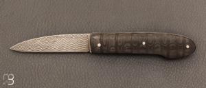 “Slipjoint” custom folding knife by Eric Depeyre - Carbon fiber and stainless Damascus