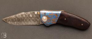 Custom "linerlock" knife by Allen Elishewitz - Ironwood and damascus