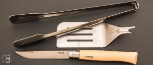  Opinel Barbecue Set - 3 pieces - Knife N°12B - Spatula + and XL tongs