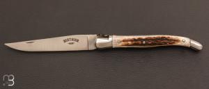 "Laguiole Berthier" stag antler knife 13cm blade in XC75