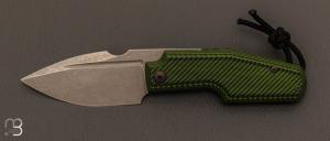 "Elementak" knife by GTKnives - Thomas Gony - G10 Neon Green/Black and RWL-34 stonewash