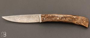  Knife  “Des Vignes” by Erwan Pincemin - Bronze and damascus