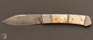   Couteau «  Slipjoint  » de Grégory Picard - Ivoire de phacochère et lame damas