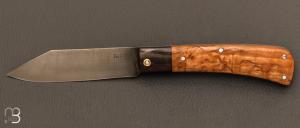   Couteau custom pliant à cran carré par Pierre Henri Monnet - Bouleau