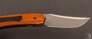 Couteau  «  liner lock » custom par Guy Poggetti - Micarta et Elmax