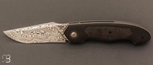   Couteau  "  Liner-Lock " custom par Romain Lopez - Paperstone/Fatcarbon et lame en Damasteel®